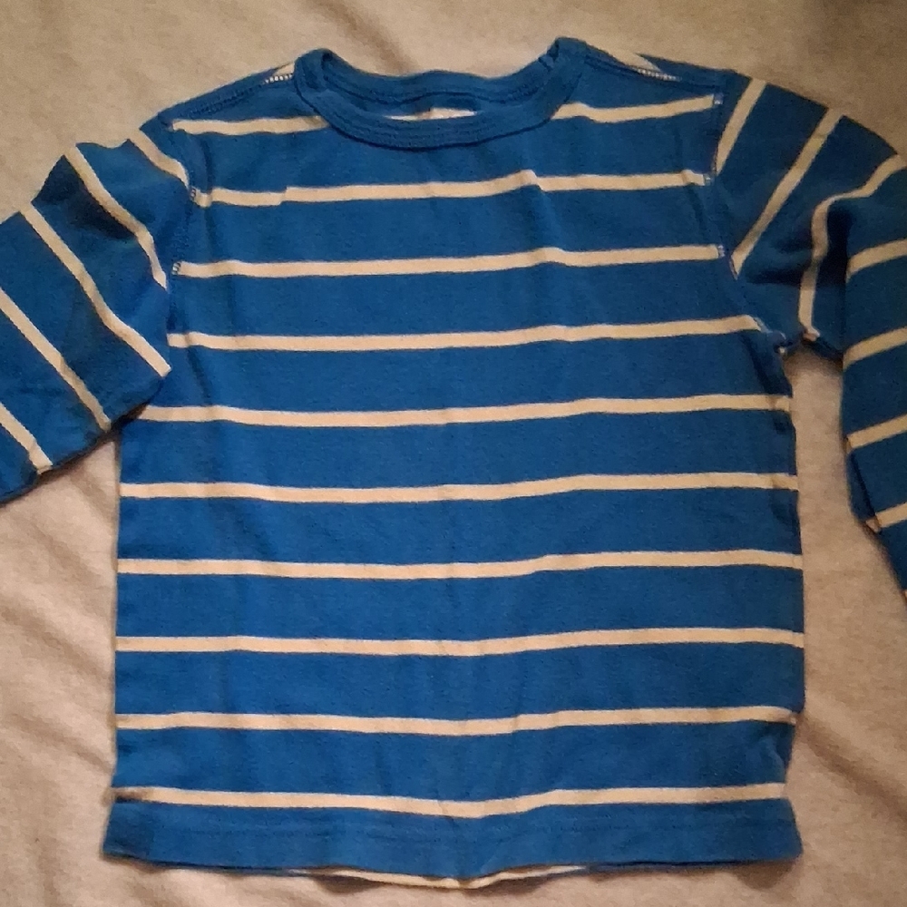 GAP Kids Blue and Cream Striped Long Sleeve Tee